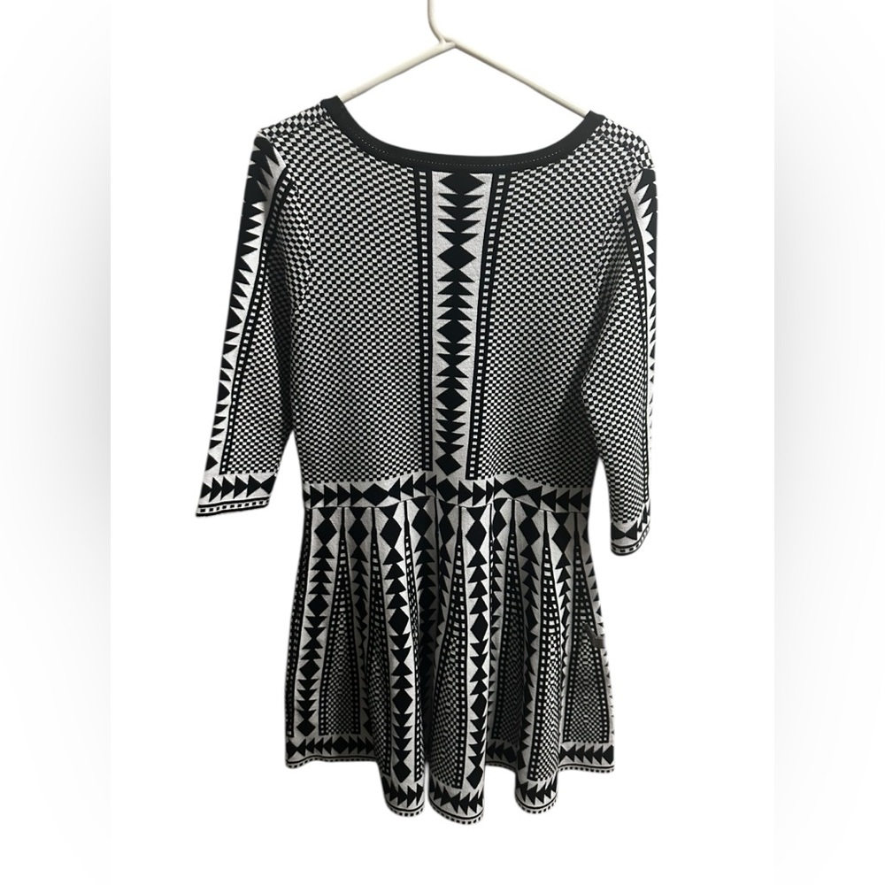 Nina Leonard Black & White Geometric Fit-and-Flare Dress size XL - Picture 6 of 7